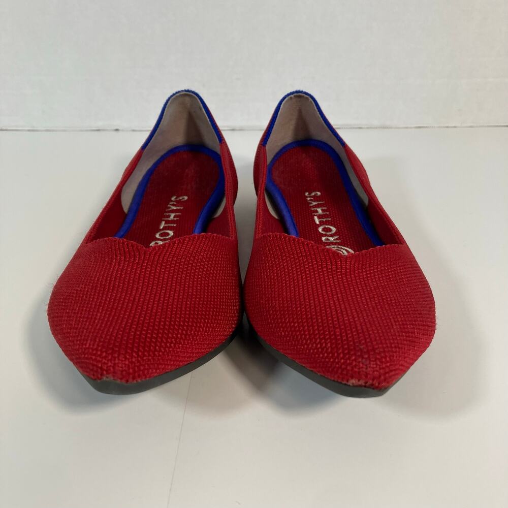 Rothy's The Point Bright Red Knit Fabric Pointed Toe Slip On Ballet Flats - Picture 6 of 16